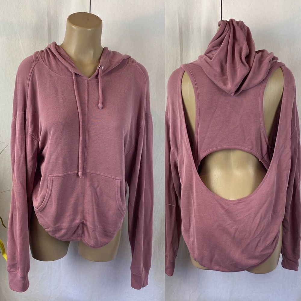 Free People Movement Rose Pink Long Sleeve Back Cutout Hoody Top S